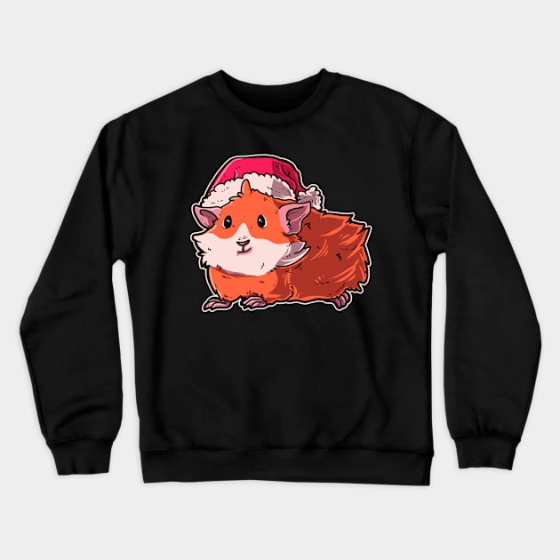 Merry Christmas Cavy Santas Hat Guinea Pig Crewneck Sweatshirt by TheTeeBee